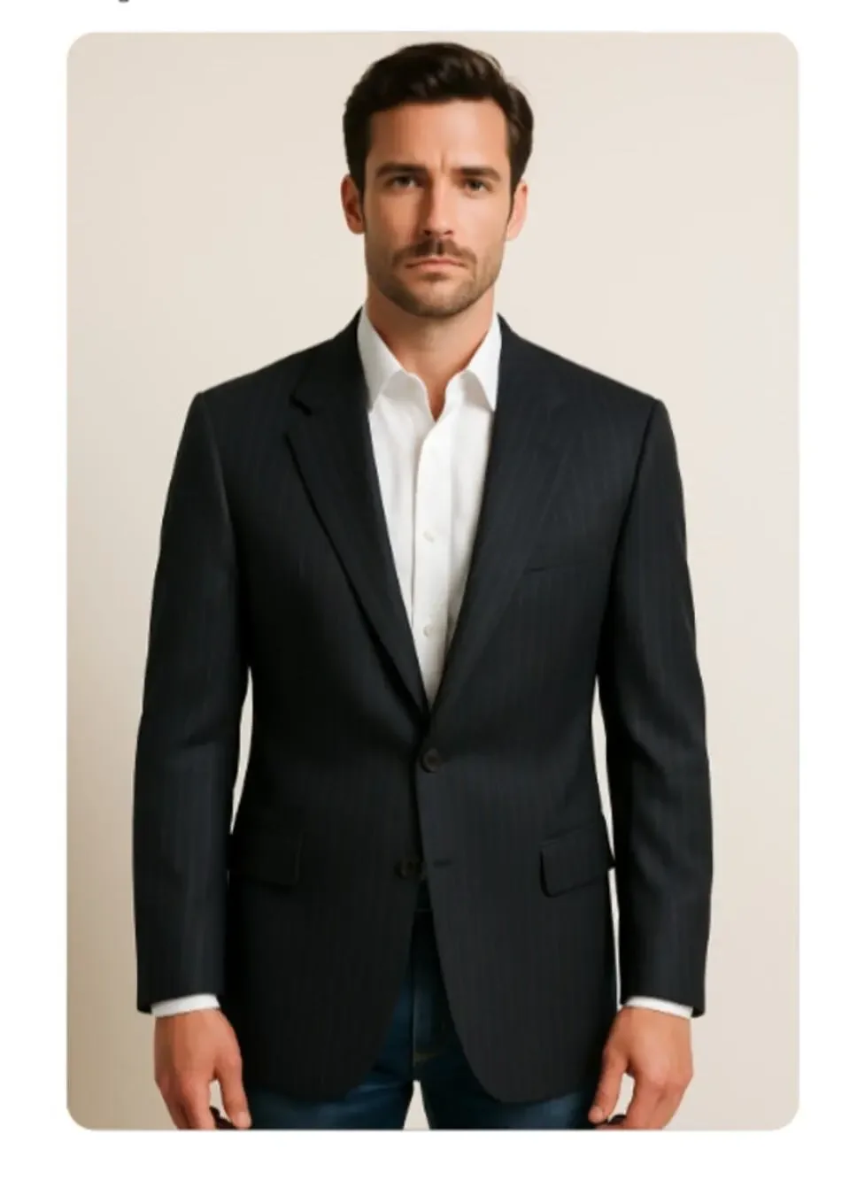 Lauren Ralph Lauren Mens SZ 40L 100% Wool Black Pinstriped 2 Button Blazer